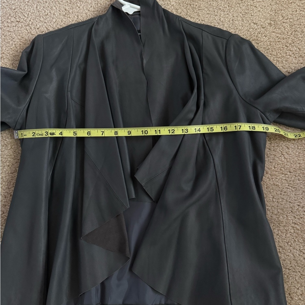 Aqua Smoke Grey Leather Waterfall Drape Moto Jacket NWT Size Small - Picture 4 of 7